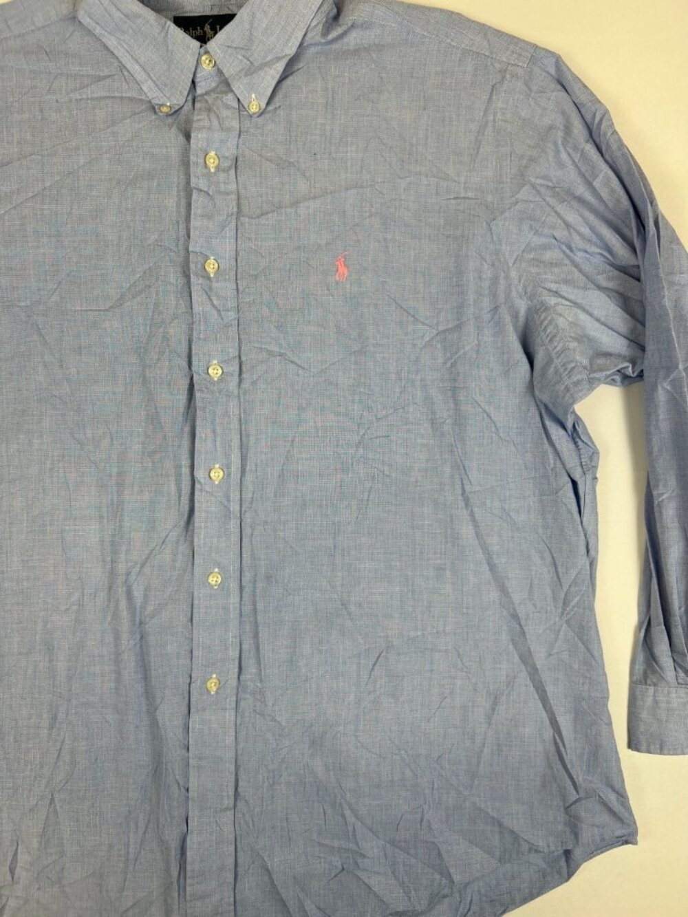 Ralph Lauren Mens XXL Blue Chambray Cotton Button Down Shirt Classic Fit - Picture 4 of 6